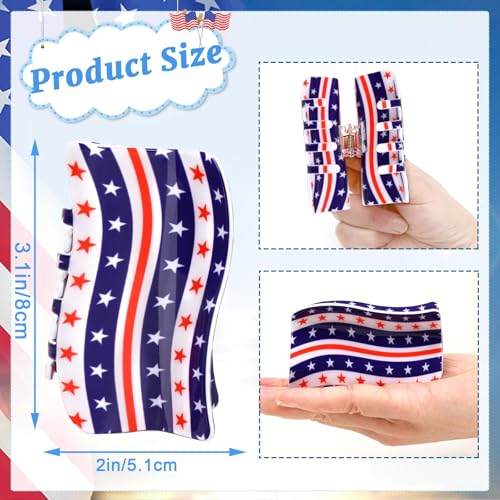 Shaped Claw Clips USA Patriotic