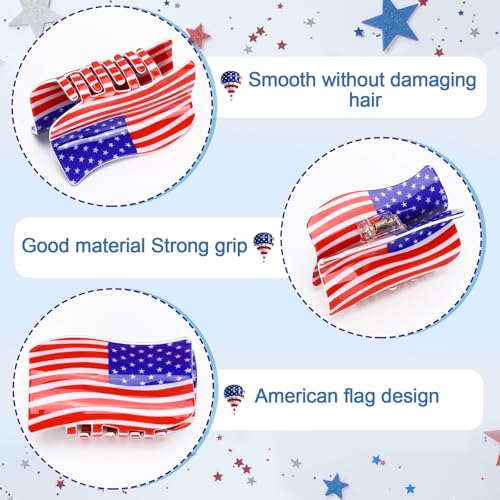 Shaped Claw Clips USA Patriotic