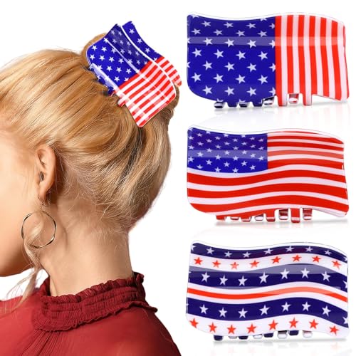 Shaped Claw Clips USA Patriotic